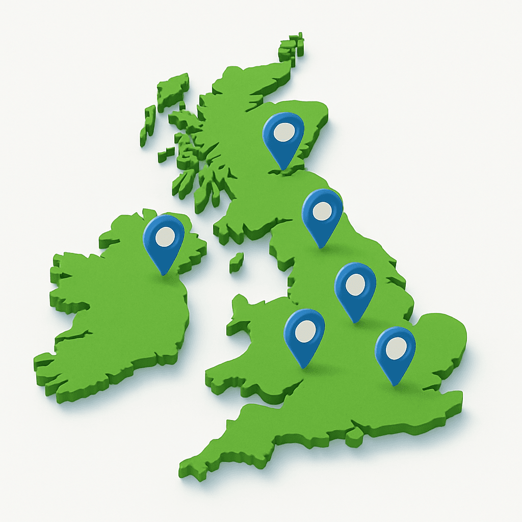 an example map of where we provide nationwide rubbish removals near you